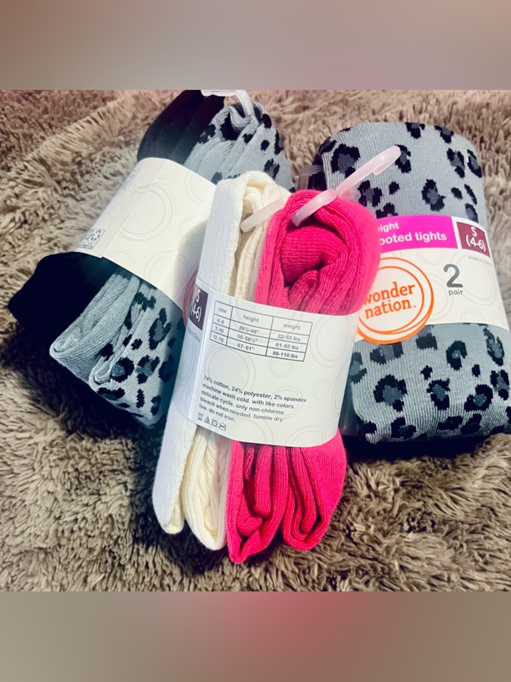 Wonder Nation Heavyweight Girls Tights ~ Size Small/6 Pairs Total